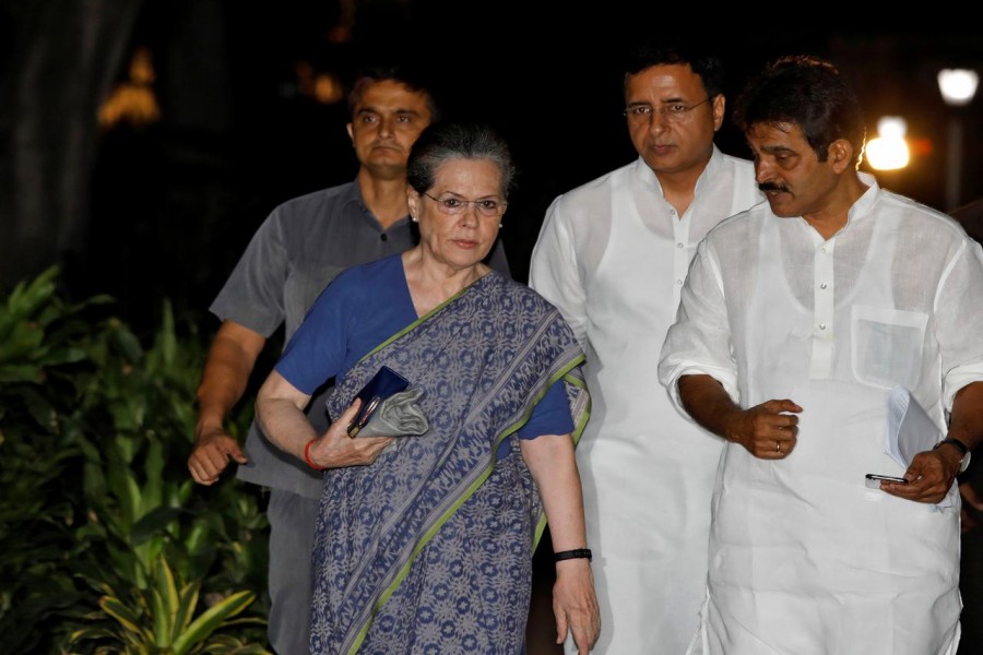 Sonia Gandhi, leader of India's main opposition Congress party, arrives to attend a Congress Working Committee (CWC) meeting in New Delhi, India, August 10, 2019. REUTERS/Anushree Fadnavis