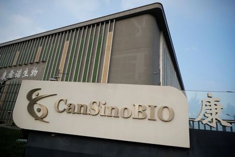 A logo of China's vaccine specialist CanSino Biologics Inc is pictured on the company's headquarters in Tianjin, following an outbreak of the coronavirus disease (Covid-19), China, August 17, 2020 — Reuters/Files