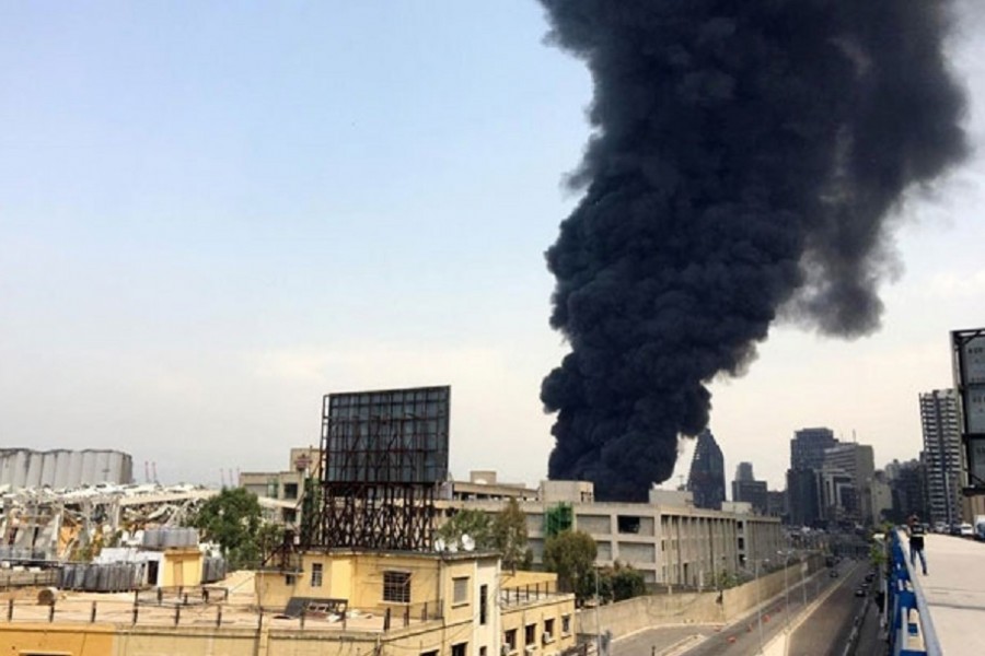 Large fire erupts in Beirut port area, a month after massive blast