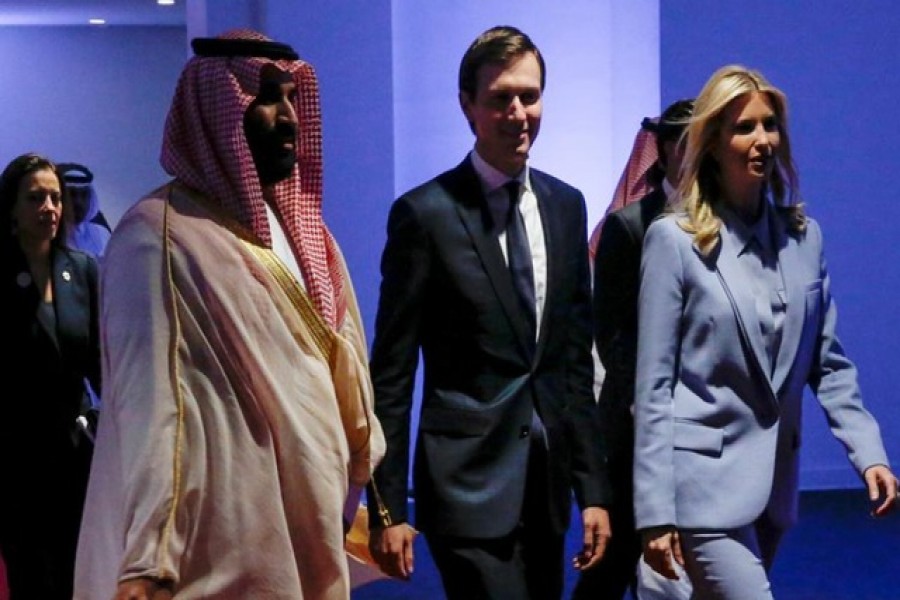 Saudi Arabia's Deputy Crown Prince Mohammed bin Salman escorts White House senior advisor Jared Kushner and his wife White House senior advisor Ivanka Trump at the Global Center for Combatting Extremist Ideology in Riyadh, Saudi Arabia May 21, 2017. Reuters