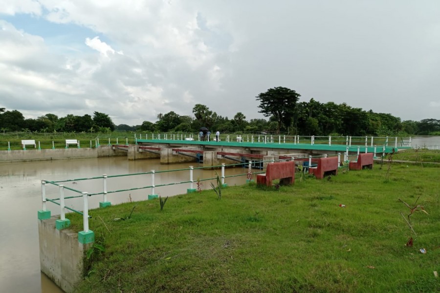 Country's first hydraulic elevator dam seen at Barumchara union of Anowara Upazila in Chattogram