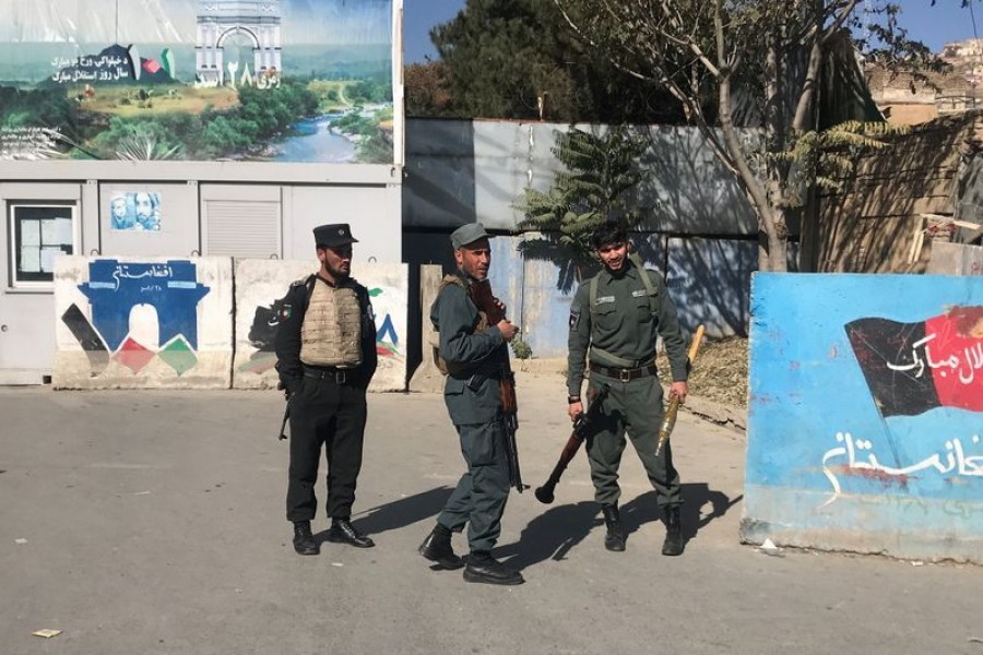 Afghan policemen keep watch near the site of an attack in Kabul, Afghanistan, November 2, 2020 — Reuters/Files