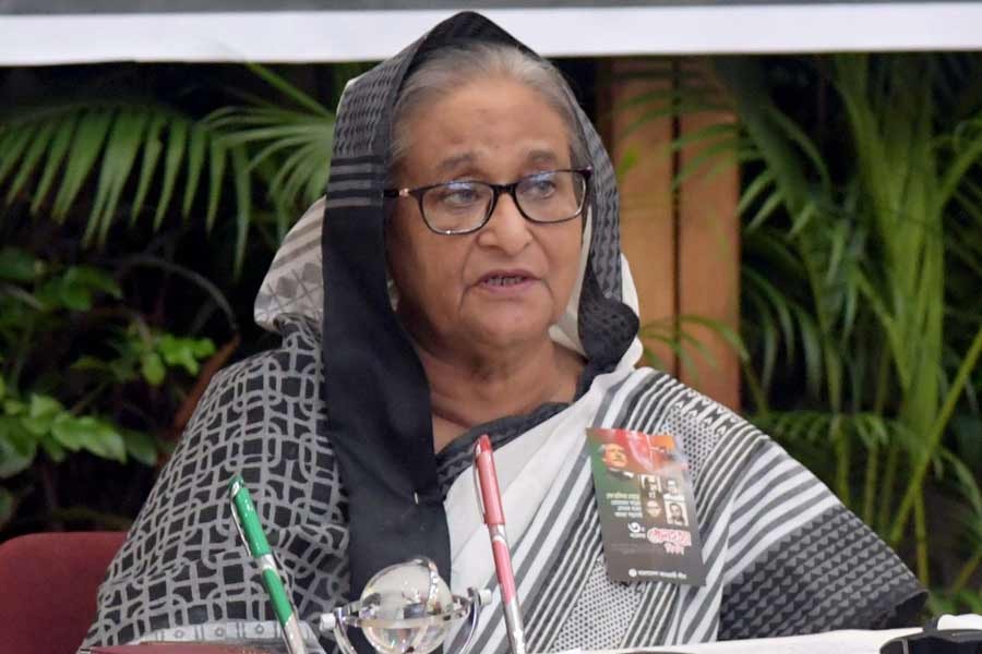 Prime Minister Sheikh Hasina addressing a virtual discussion on Tuesday organised by the Awami League marking the Jail Killing Day –PID Photo