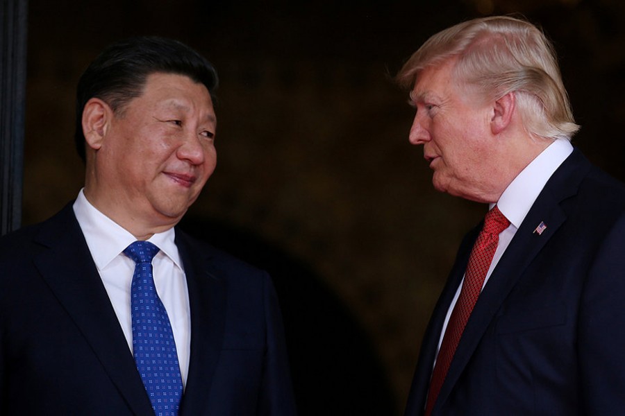 US President Donald Trump welcomes Chinese President Xi Jinping at his Mar-a-Lago estate in Palm Beach, Florida on April 6, 2017 — Reuters/Files