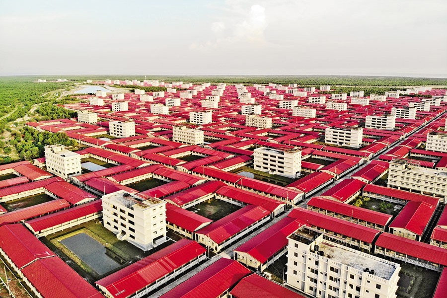 An aerial view of the Bhashanchar dwellings for Rohingya — FE Photo