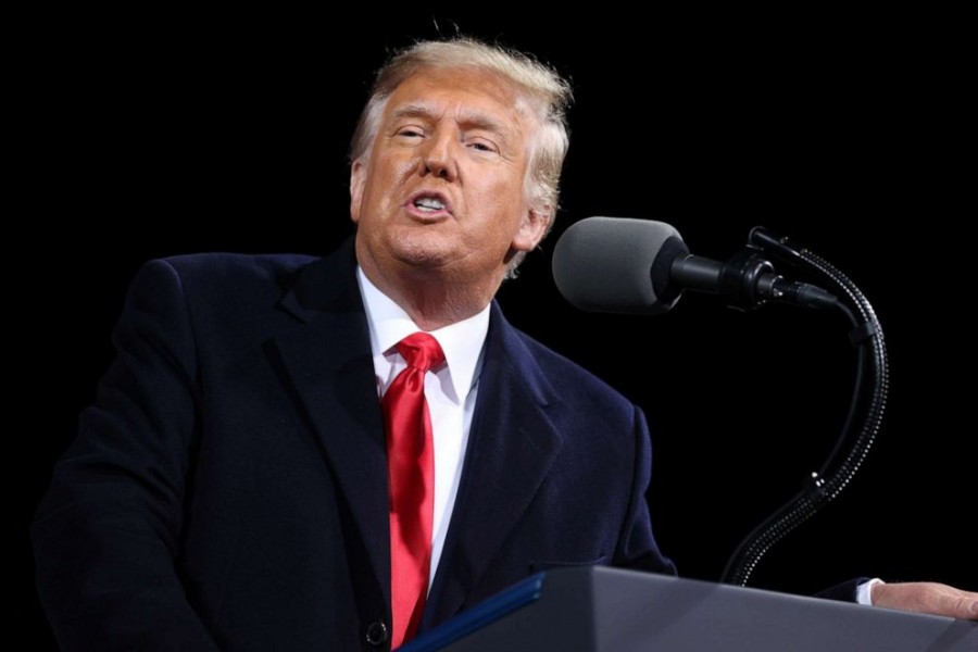 President Donald Trump speaks during a campaign rally for Republican Sens. David Perdue and Kelly Loeffler, ahead of their January runoff elections to determine control of the US Senate, in Valdosta, Ga., Dec. 5, 2020. Jonathan Ernst/Reuters