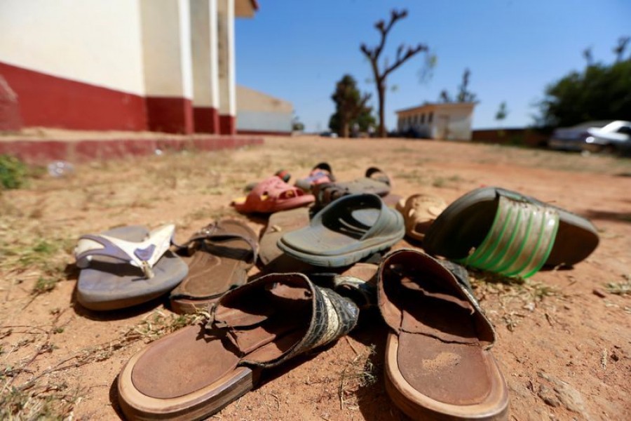 A collection of student footwears left behind after gunmen abducted students at the Government Science school in Kankara, in northwestern Katsina state, Nigeria, December 13, 2020 — Reuters/Files