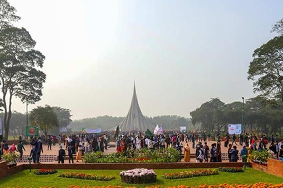 People from all walks of life gather at the National Memorial in Savar to pay homage to the martyrs of the Liberation War marking the 50th Victory Day on Wednesday –bdnews24.com photo