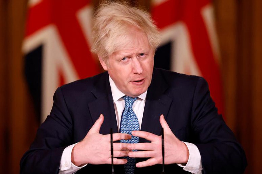 Britain's Prime Minister Boris Johnson speaks during a virtual news conference, after chairing a COBRA meeting, which was called in response to increased travel restrictions amid the coronavirus disease (Covid-19) pandemic, at 10 Downing Street, in London, Britain on December 21, 2020 — Reuters/Files