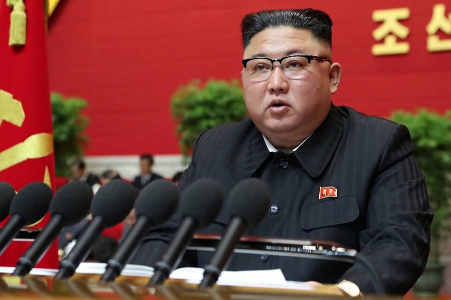 North Korean leader Kim Jong Un speaking on the first day of the 8th Congress of the Workers' Party in Pyongyang –Reuters photo