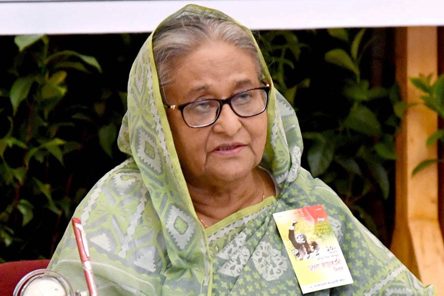 Prime Minister Sheikh Hasina addressing a virtual programme on Sunday marking the historic Homecoming Day of Father of the Nation Bangabandhu Sheikh Mujibur Rahman –PID Photo