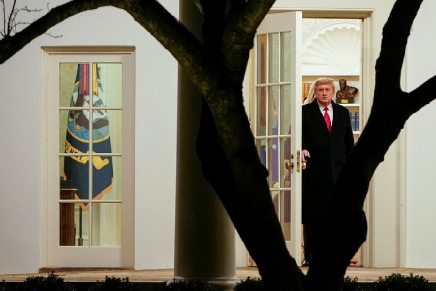 US President Donald Trump walks to Marine One as he departs to campaign for Republican candidates in the Georgia Senate runoff race from the White House in Washington, US on January 4, 2021 — Reuters/Files