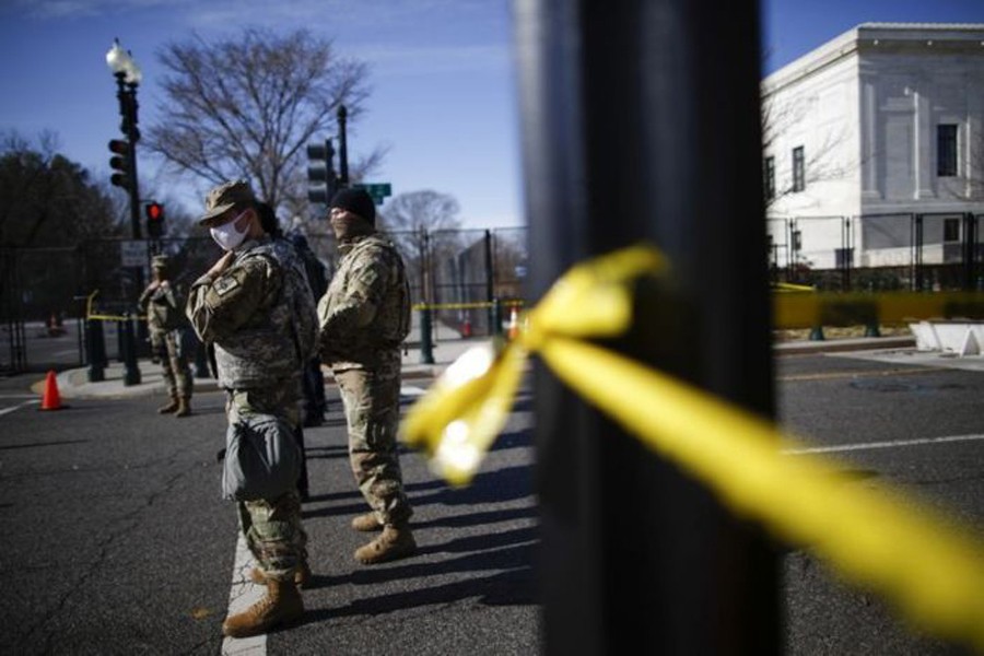 Members of the National Guard secure the area near the Capitol for possible protest ahead of US President-elect Joe Biden's inauguration, in Washington, US on January 15, 2021 — Reuters photo