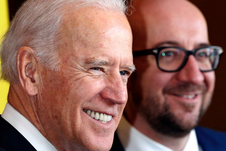 European Council President Charles Michel, left, has high hopes for a Biden presidency [File: Yves Herman/Reuters]