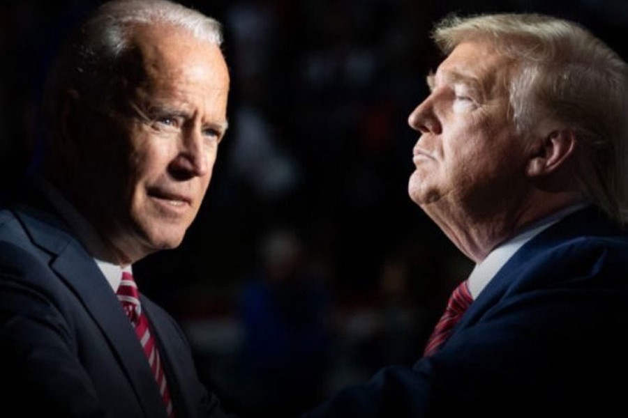 Donald Trump (R) and Joe Biden (L)