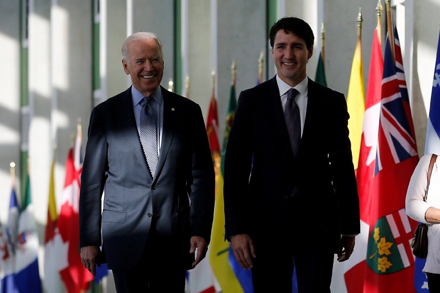 US President Joe Biden and Canadian Prime Minister Justin Trudeau seen in this undated Reuters file photo