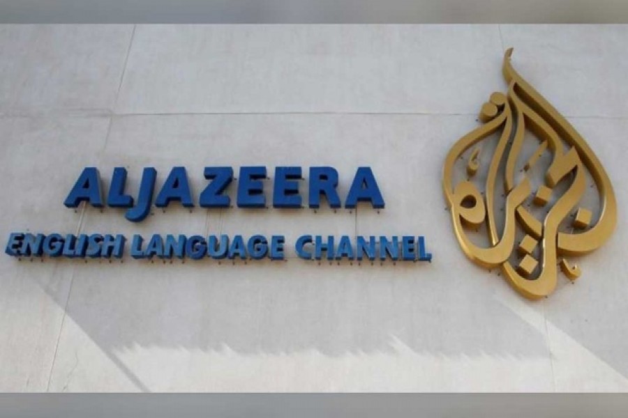 The logo of Qatar-based Al Jazeera satellite news channel is seen in Doha February 7, 2011 — Reuters/Files