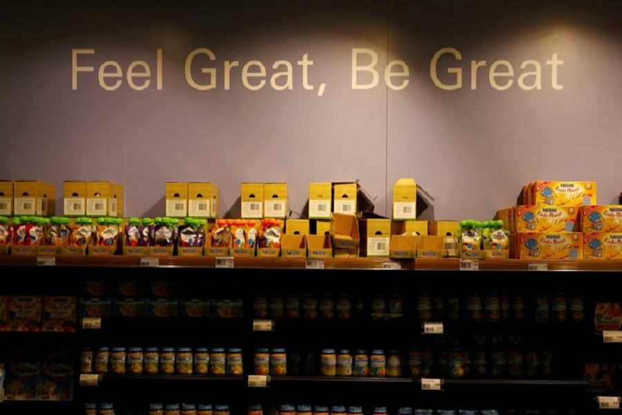 Baby food products are pictured in a shop at Nestle headquarters in Vevey, Switzerland, February 15, 2018 — Reuters/Files