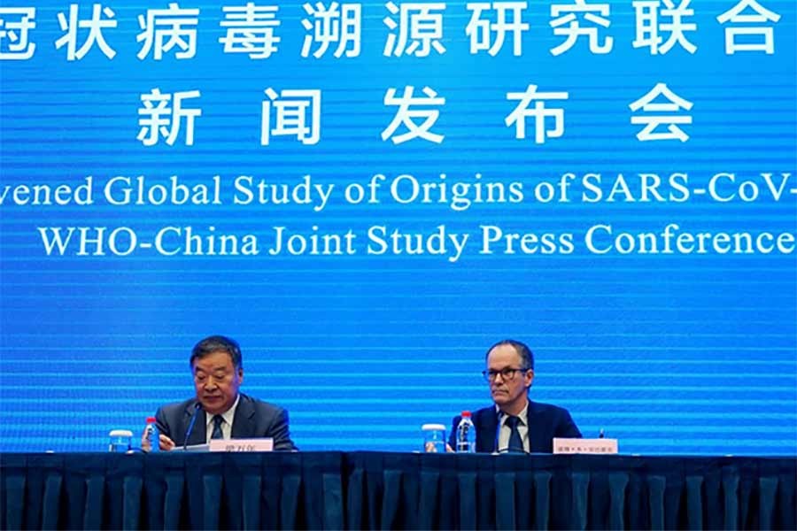 Members of the World Health Organization (WHO) team tasked with investigating the origins of the coronavirus disease (COVID-19) attend the WHO-China joint study news conference at a hotel in Wuhan of China on Tuesday -Reuters photo