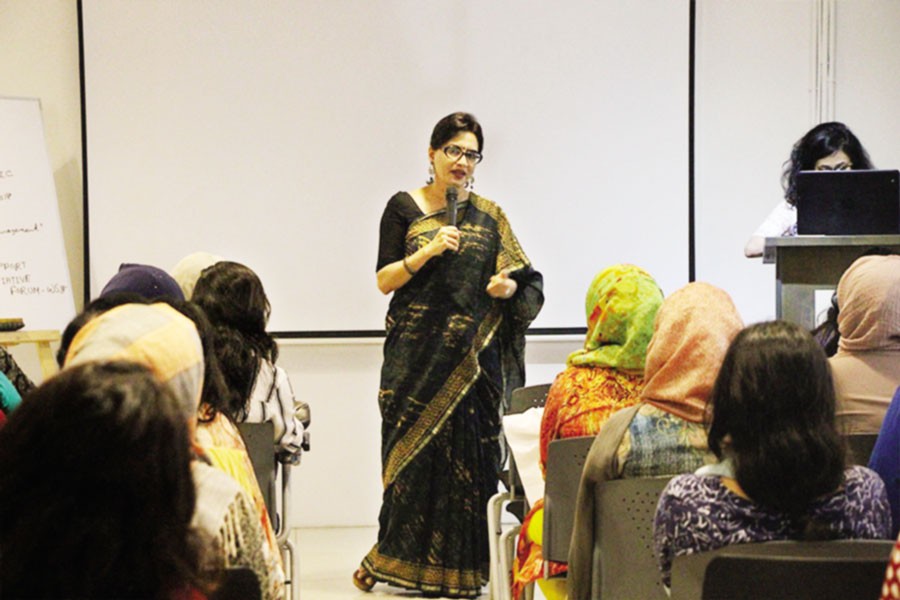 Participants attend a session on anger management arranged by Women Support Initiative Forum (WSIF)