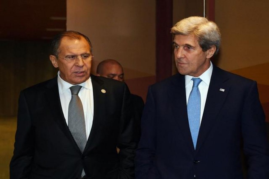 FILE PHOTO: Russian Foreign Minister Sergey Lavrov (L) and US Secretary of State John Kerry leave after their bilateral meeting at the APEC Ministers Summit in Lima, Peru November 17, 2016. REUTERS/Mark Ralston/Pool