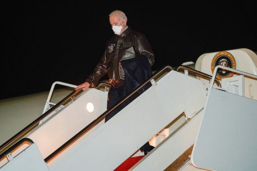 US President Joe Biden disembarks from Air Force One on route to Camp David, in Hagerstown, Maryland, US, February 12, 2021 — Reuters/Files