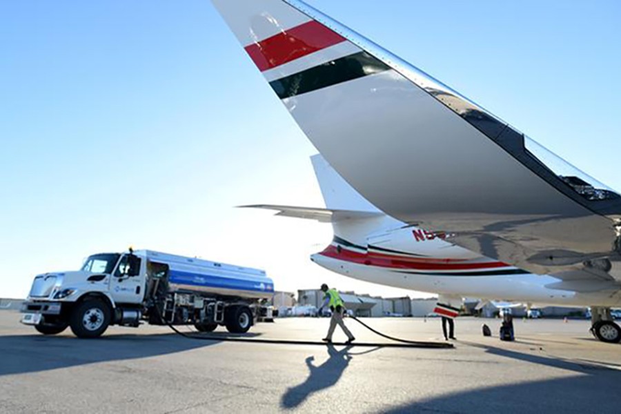 A business jet is refuelled using Jet A fuel at the Henderson Executive Airport during the National Business Aviation Association (NBAA) exhibition in Las Vegas, Nevada, US on October 21, 2019 — Reuters/Files