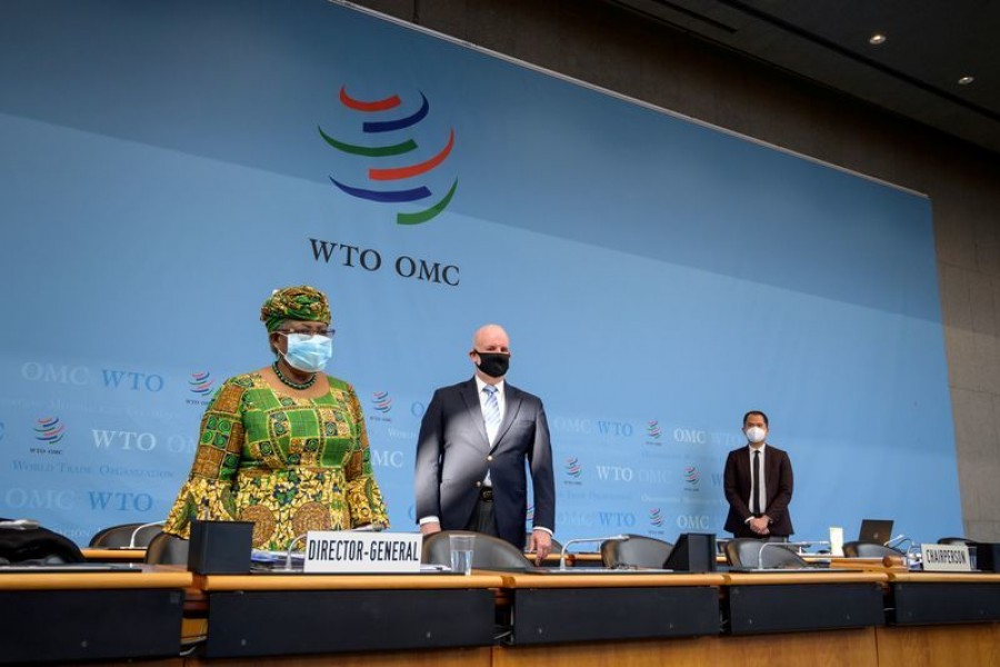 New Director-General of the World Trade Organisation Ngozi Okonjo-Iweala stands prior to a session of the WTO General Council upon her arrival at the WTO headquarters to take an office in Geneva, Switzerland March 1, 2021. Fabrice Coffrini/Pool via REUTERS