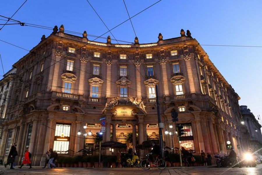 FILE PHOTO: Palazzo Broggi, also known as Palazzo delle Poste, is seen in Milan, Italy, February 24, 2021. REUTERS/Flavio Lo Scalzo