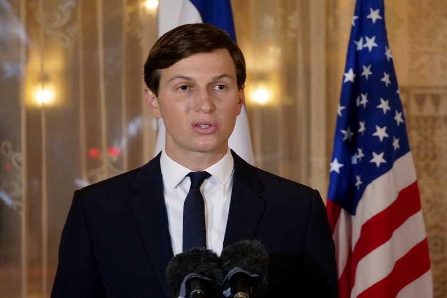 FILE PHOTO: U.S. White House Senior Adviser Jared Kushner, who accompanied an Israeli delegation, speaks during a visit to Rabat, Morocco December 22, 2020. Picture taken December 22, 2020. REUTERS/Shereen Talaat