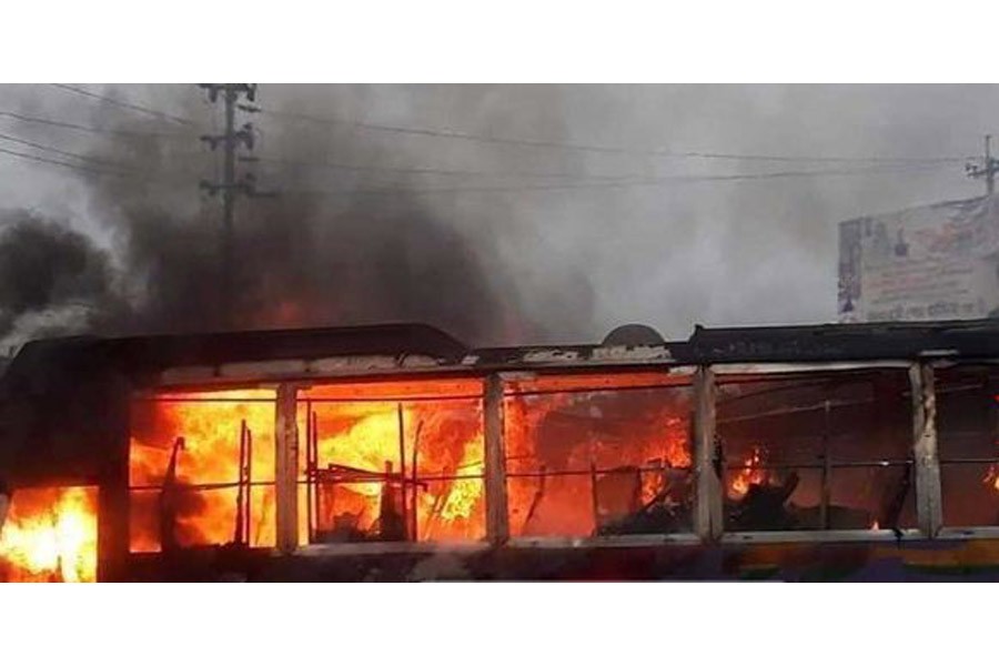 Bus catches fire, three killed in Cumilla