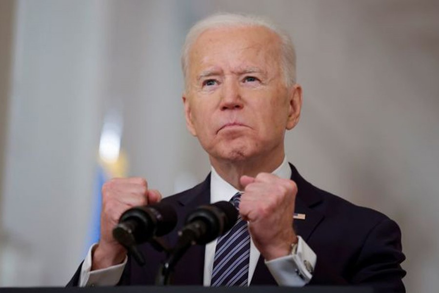 .S. President Joe Biden seen during an address from the East Room of the White House in Washington, US on March 11, 2021 — Reuters/Files