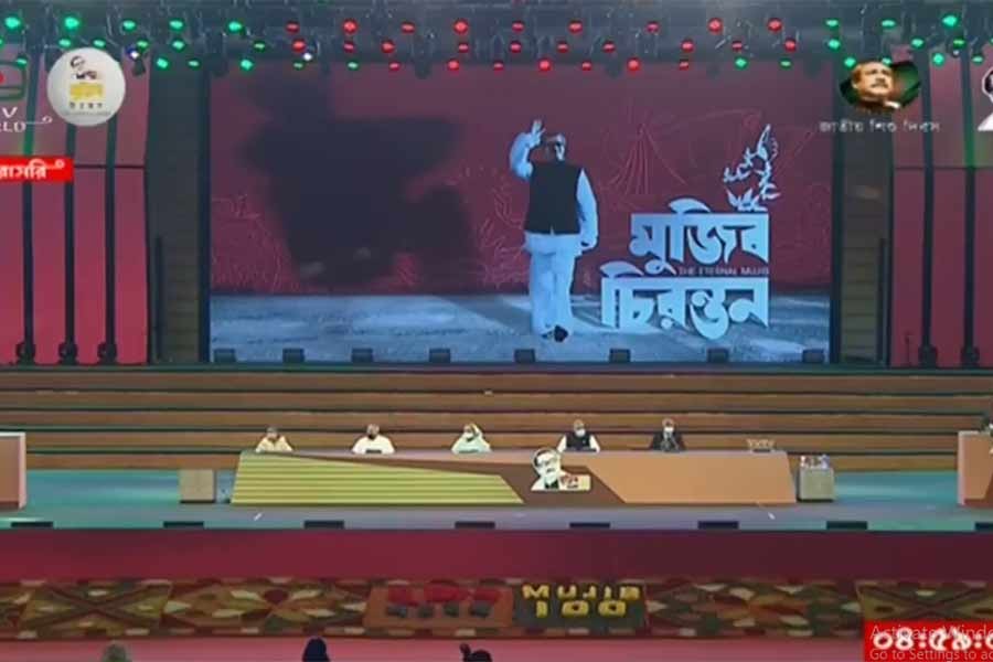 President Abdul Hamid addressing the celebration marking birth centenary of the Father of the Nation Bangabandhu Sheikh Mujibur Rahman and golden jubilee of independence of Bangladesh at the National Parade Ground on Wednesday