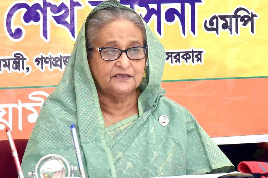 Prime Minister Sheikh Hasina addressing a discussion through a videoconference arranged by Bangladesh Awami League marking the 101th birth anniversary of Father of the Nation Bangabandhu Sheikh Mujibur Rahman –PID Photo