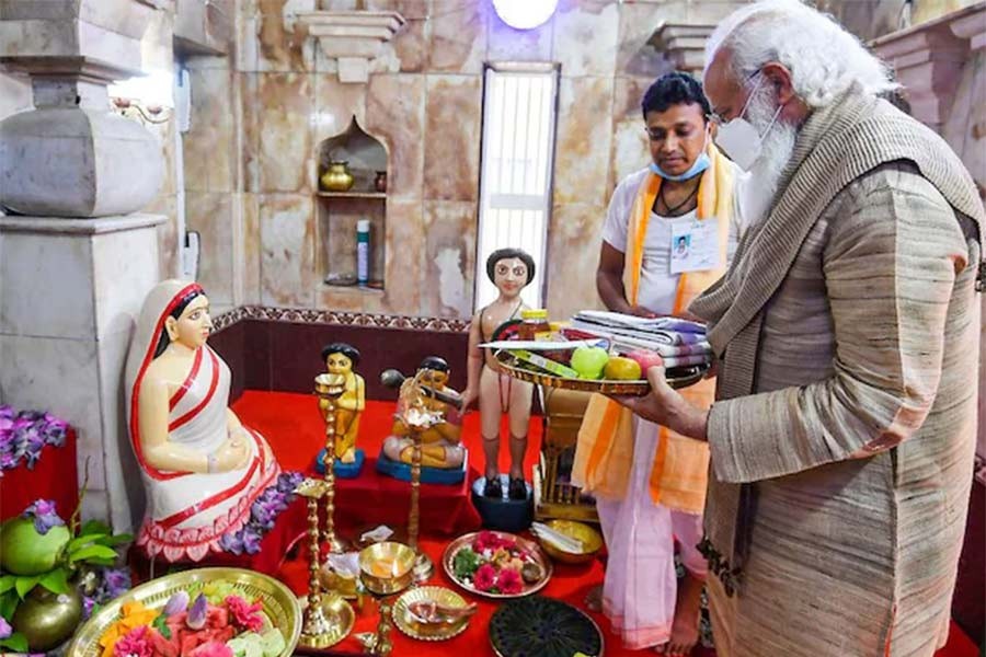 Indian Prime Minister Narendra Modi visiting the Matua temple in Gopalganj during his recent visit to Bangladesh –PTI file photo