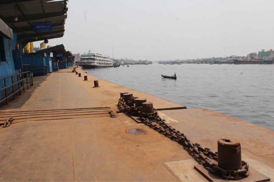 A view of an empty Sadarghat Launch Terminal in Dhaka during a government-imposed lockdown — File photo