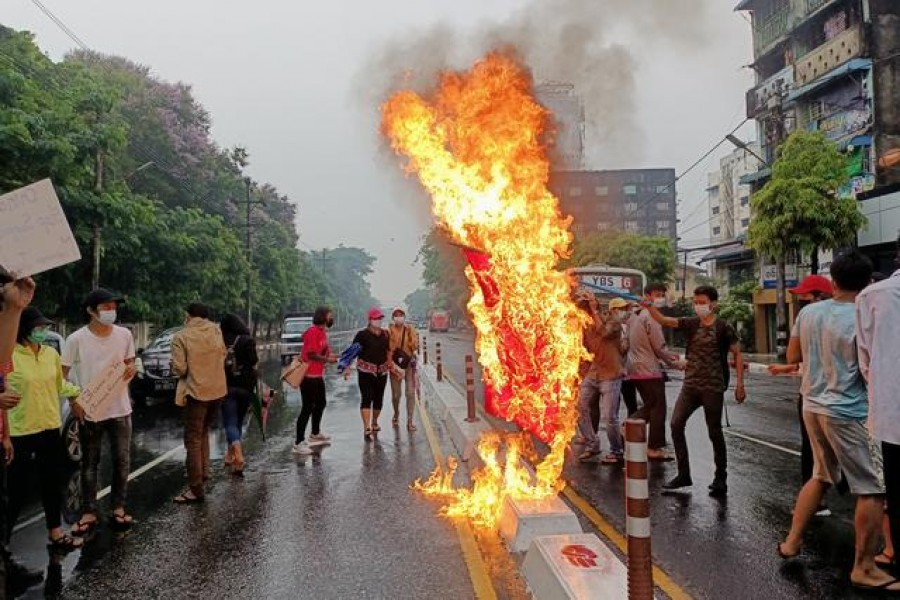 Myanmar junta says protests against its rule are dwindlin