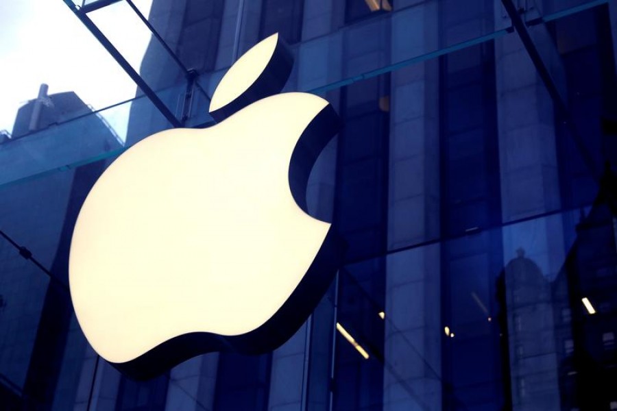 The Apple logo is seen hanging at the entrance to the Apple store on 5th Avenue in Manhattan, New York, US on October 16, 2019 — Reuters/Files