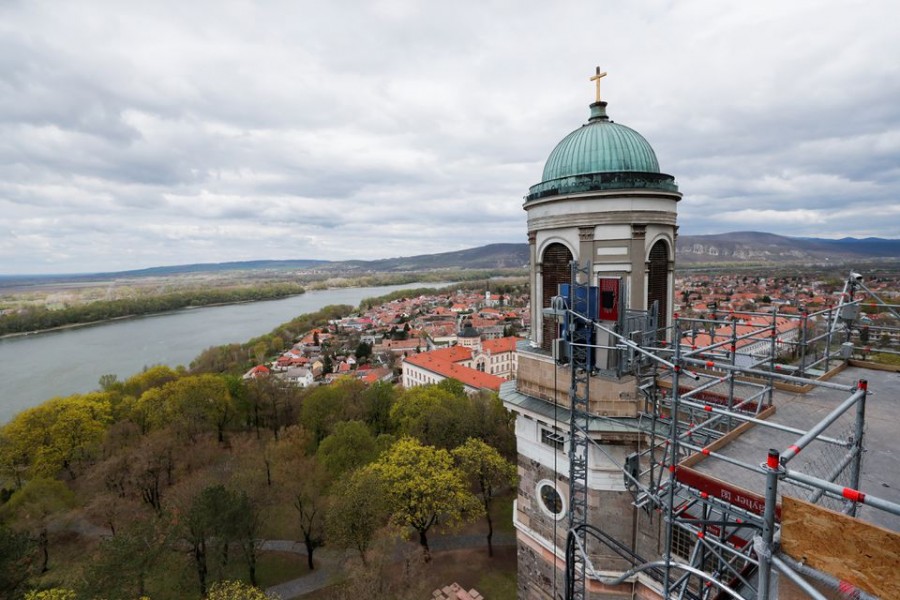 The Esztergom Cathedral is seen during the renovation of the building in Esztergom, Hungary, April 14, 2021 — Reuters