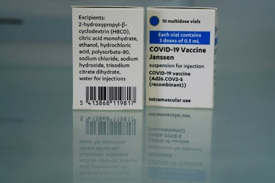 Johnson & Johnson's coronavirus disease (COVID-19) vaccines are kept refrigerated at the Forem vaccination centre in Pamplona, Spain, Apr 22, 2021. REUTERS