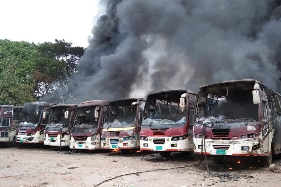 Fire at Nawabganj’s Bandura Bazar bus stand