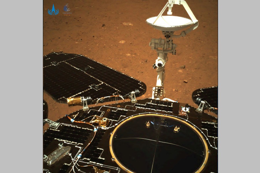 An image taken on Mars by Chinese rover Zhurong of China's Tianwen-1 mission is seen in this handout image released by the China National Space Administration (CNSA) on May 19, 2021 — CNSA via REUTERS