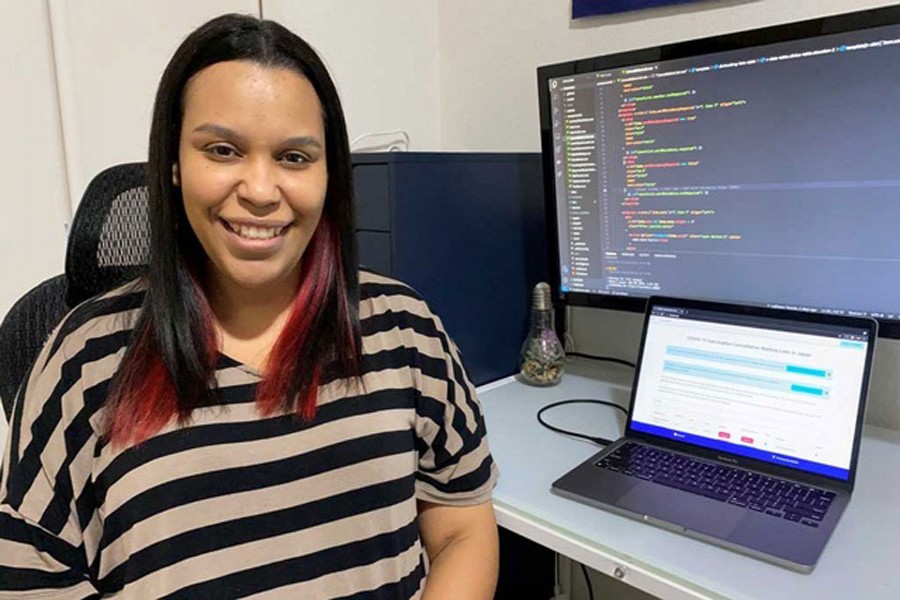 LaShawn Toyoda, a 36-year-old American working mother in Japan who has created a digital database on clinics offering coronavirus disease (COVID-19) vaccination shots, is pictured in Tokyo, Japan, June 30, 2021. LaShawn Toyoda/via REUTERS