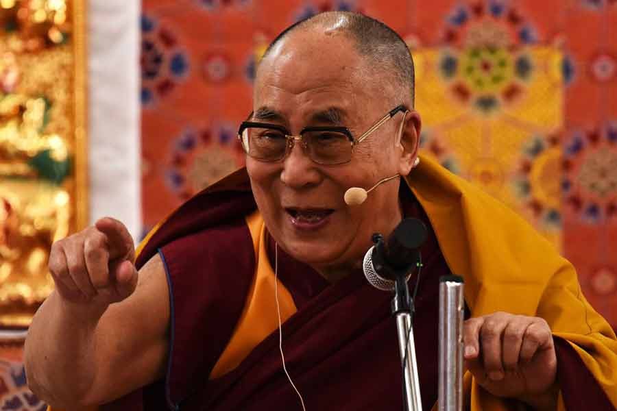 Tibetan spiritual leader the Dalai Lama addressing a gathering at the Thupsung Dhargyeling Monastery in Dirang, in the northeastern state of Arunachal Pradesh of India in 2017 -Reuters file photo