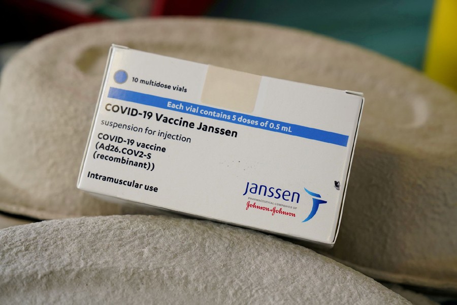 A box of Johnson & Johnson's coronavirus disease (Covid-19) vaccines is seen at the Forem vaccination centre in Pamplona, Spain on April 22, 2021 — Reuters/Files