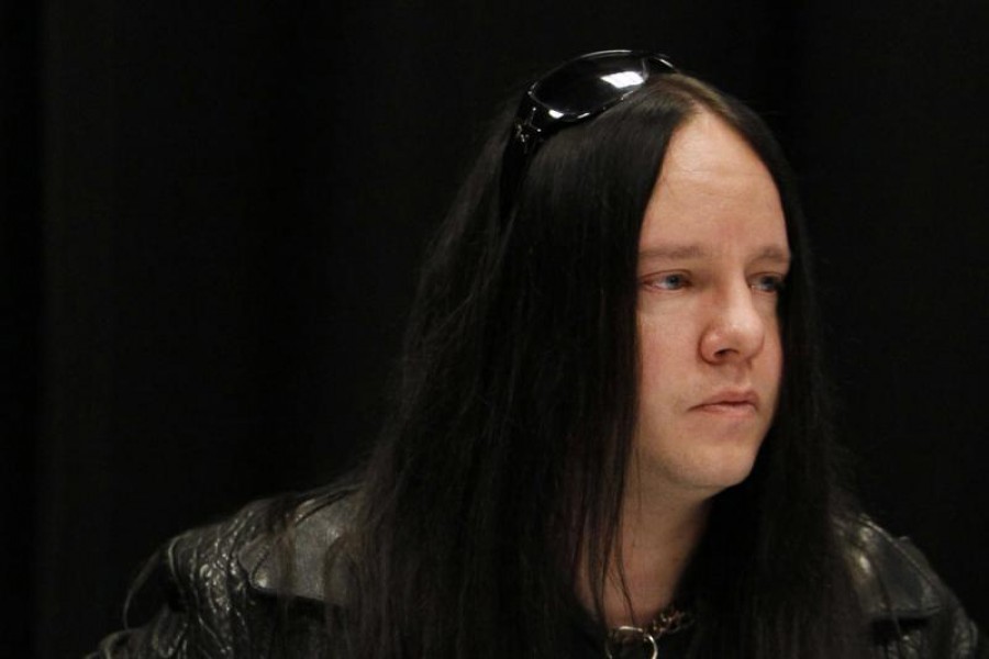 FILE - Slipknot band member Joey Jordison participates in a news conference about the death of bassist Paul Gray on May 25, 2010, in Des Moines, Iowa.  (AP Photo/Charlie Neibergall, File)