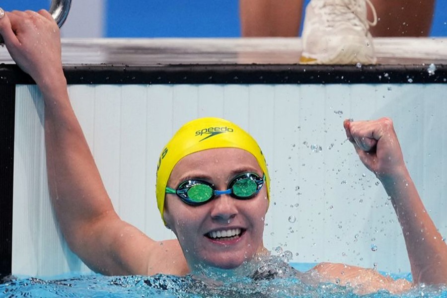 Ariarne Titmus of Australia reacts after winning hersecond gold medal — Reuters photo