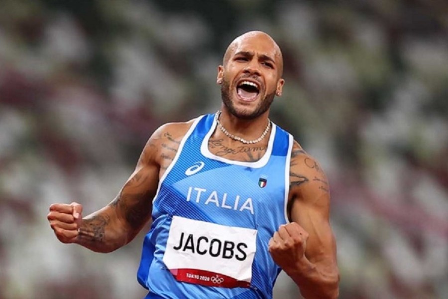 Italy's Jacobs takes stunning 100 metres gold