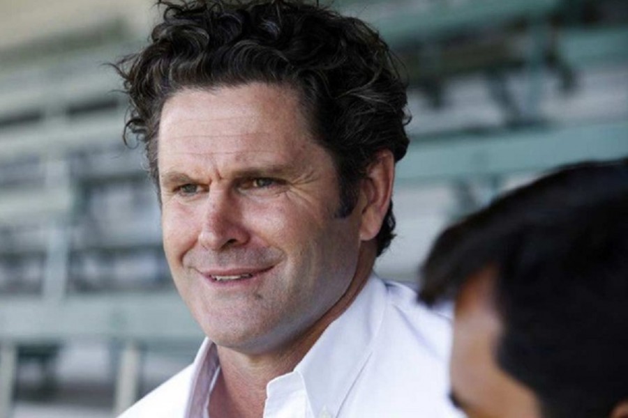 Former New Zealand cricketer Chris Cairns gives a news conference on day four of the first international test cricket match against New Zealand, at Eden Park in Auckland, February 9, 2014. REUTERS/Nigel Marple