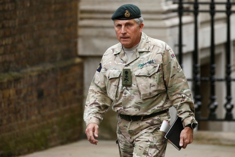 British Army General Sir Nick Carter arrives for a meeting to address the government's response to the coronavirus outbreak, at Downing Street in London, Britain March 12, 2020. REUTERS/Henry Nicholls